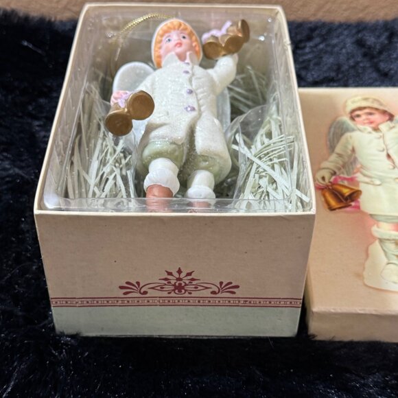 Vintage Victorian Costco Angel Boy Ceramic Bell Ringer Ornament with box 5.5" - Picture 2 of 5